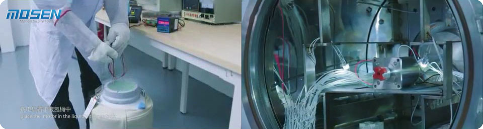 Испытание вакуумного шагового двигателя в резервуаре с жидким азотом при температуре -196 градусов Цельсия